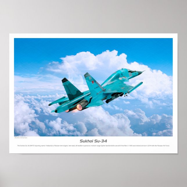 Poster de arte de aviación "Su-34 Fullback" (Frente)