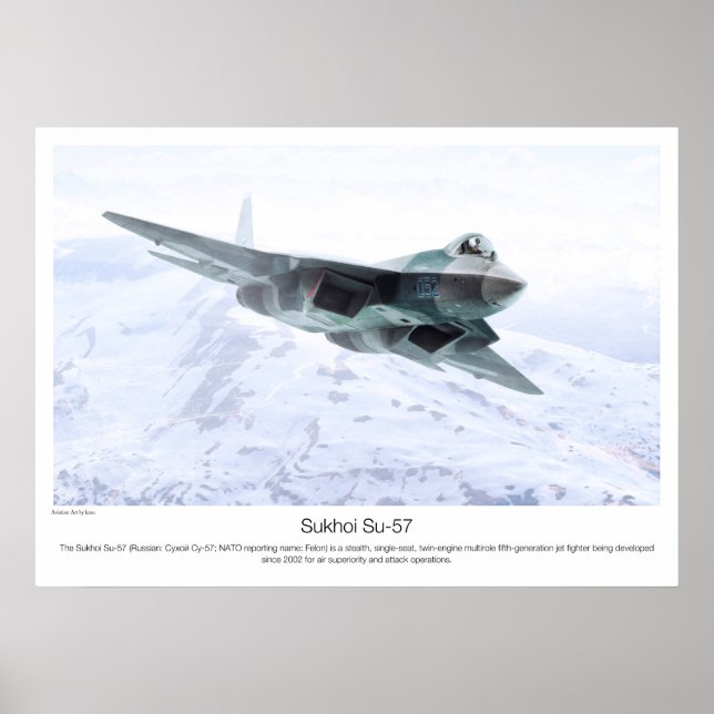 Poster de arte de aviación "Su-57" (Frente)
