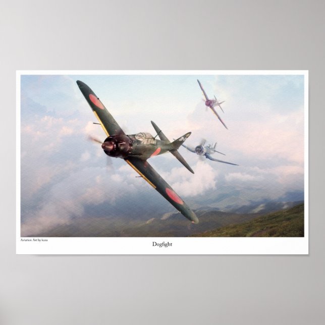 Poster de arte de aviación "ZERO vs F4U" (Frente)