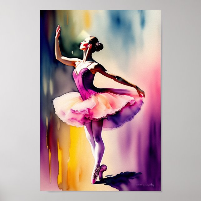 Póster de arte de bailarina en acuarela (Frente)