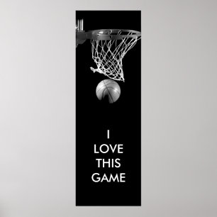 Poster de arte de baloncesto blanco y negro