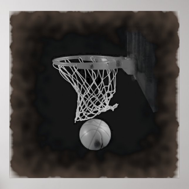 Poster de arte de baloncesto de Sepia (Frente)