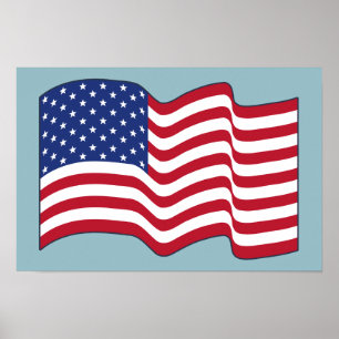 Póster de arte de bandera estadounidense ondeando