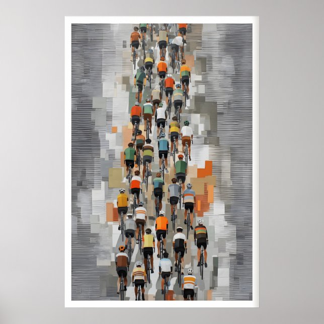 Póster de arte de bicicleta Peloton Gris Silenciad (Frente)