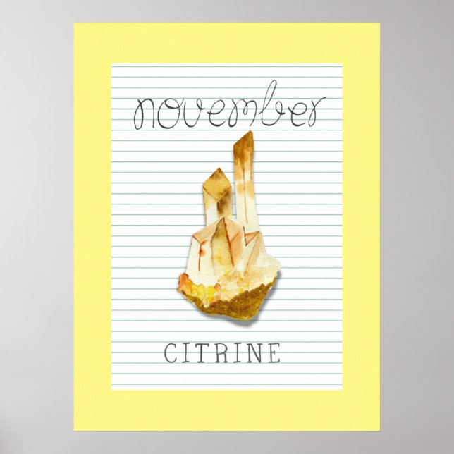 Poster de arte de Birthstone Citrine 18x24 (Frente)