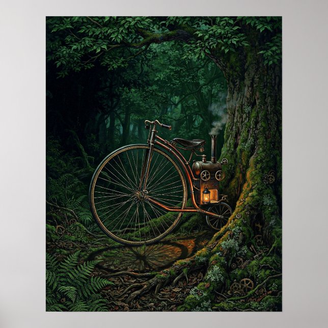 Póster de arte de bosque steampunk (Frente)