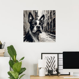 Póster de arte de Boston Terrier