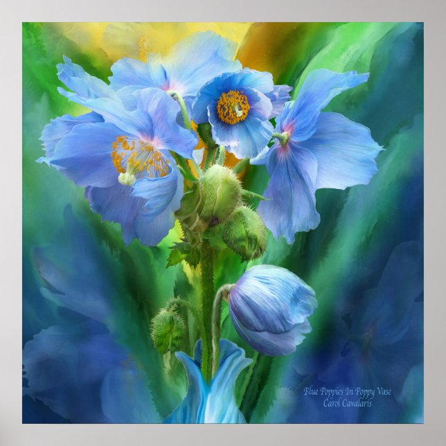 Poster de arte de Bouquet Blue Poppies/Imprimir (Frente)