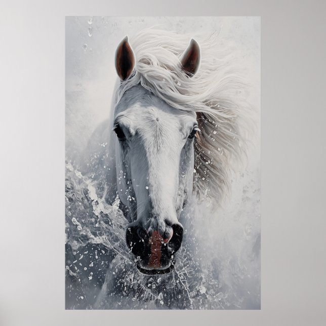 Póster de Arte de Caballo Blanco Impresión de Arte (Frente)