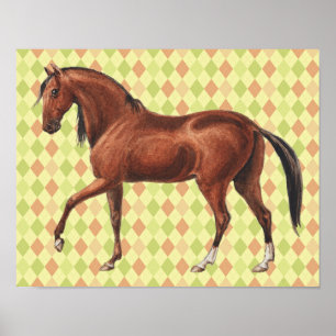 Poster de arte de caballos de época y retro