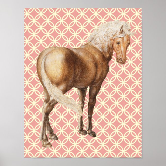 Poster de arte de caballos retro Palomino de estil (Frente)