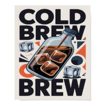 Póster de Arte de Café Cold Brew Retro Moderno