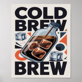 Póster de Arte de Café Cold Brew Retro Moderno