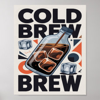 Póster de Arte de Café Cold Brew Retro Moderno