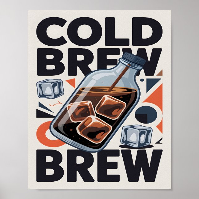 Póster de Arte de Café Cold Brew Retro Moderno (Frente)