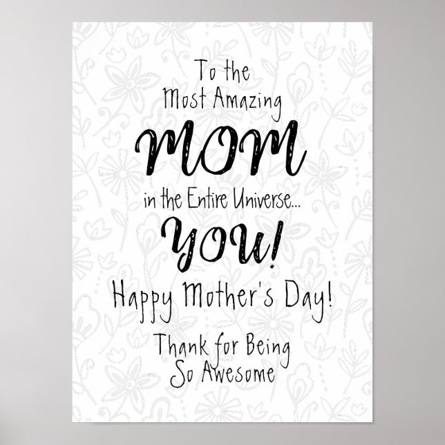 Poster de arte de caligrafía más asombrosa de mamá (Frente)