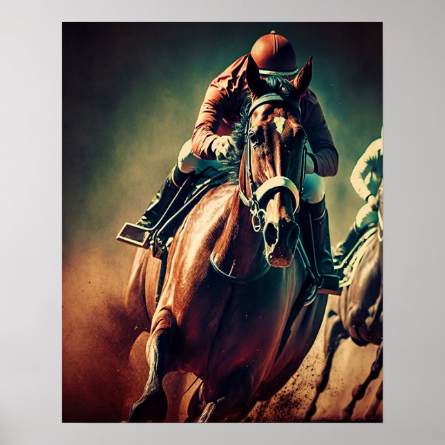 Poster de arte de Carreras de caballos de estilo r (Frente)