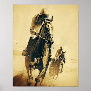 Poster de arte de Carreras de caballos Jockey Vint