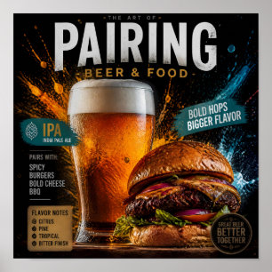 Póster de Arte de Cerveza y Hamburguesa con Aparia