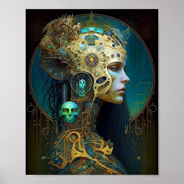 Poster de arte de ciencia ficción Cyborg Woman Fan (Frente)