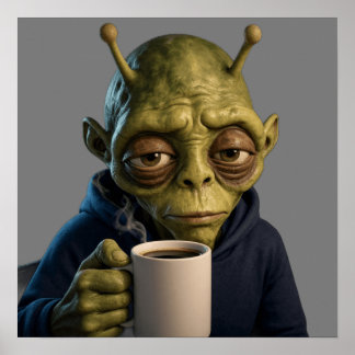 Póster de arte de ciencia ficción de café de mañan