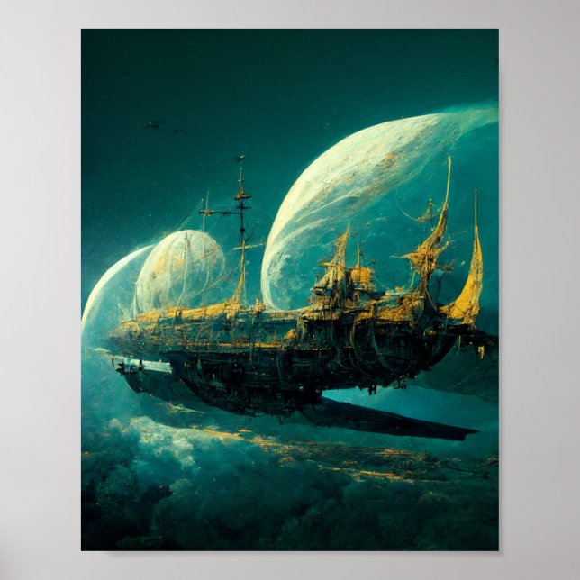 Poster de Arte de Ciencia Ficción de Space Galleon (Frente)