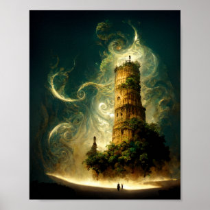 Poster de arte de ciencia ficción Spirit Tower