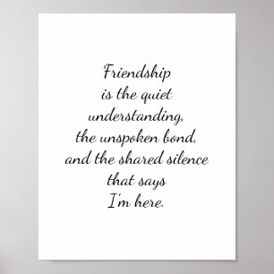 Póster de arte de cita de amistad con letra script