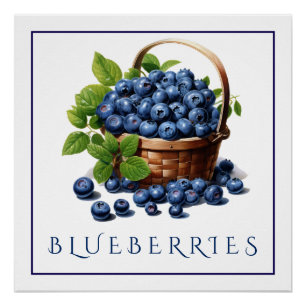 Póster de arte de cocina con arándanos para decora