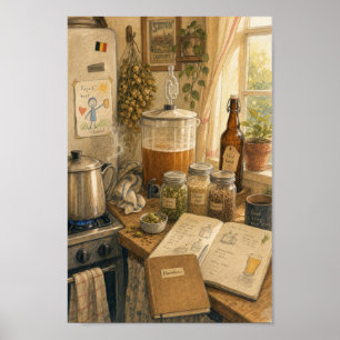 Póster de Arte de Cocina de Cerveza Casera Belga A