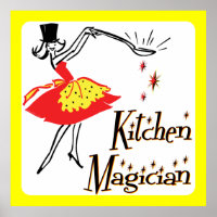 Poster de arte de cocina mago retro
