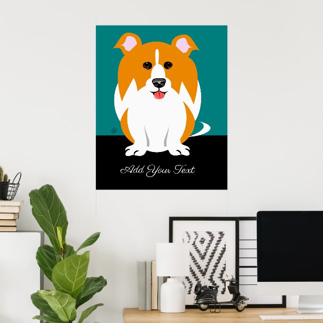 Poster de arte de Collie Dog Personalizado (Oficina en casa)