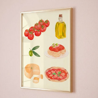 Póster de Arte de Comida Italiana