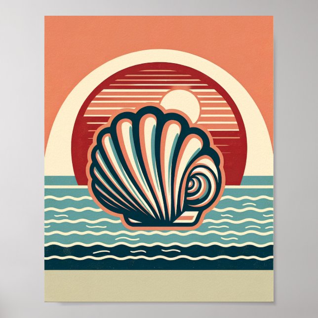 Póster de arte de conchas retro (Frente)