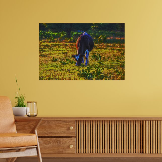 Poster de arte de Cow Grazing en Texas Holstein (Salón 2)