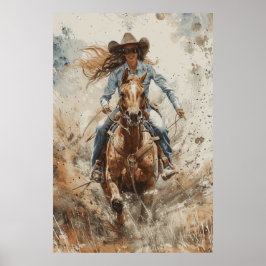 Poster de arte de Cowgirl Lover