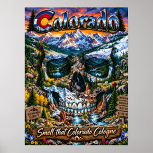 Póster de arte de cráneo de Colorado - Estado de á