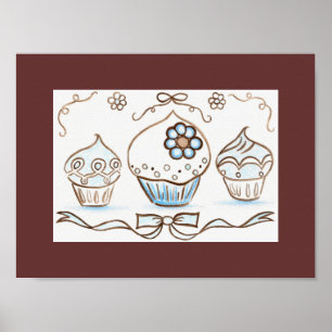 Póster de Arte de Cupcake Azul Impreso