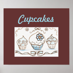 Póster de Arte de Cupcake Azul Impreso
