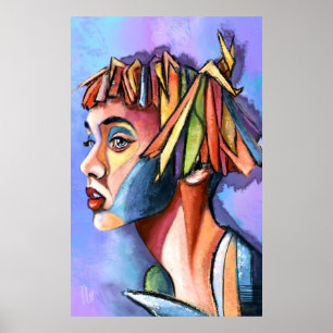 Póster de arte de dama del cubismo