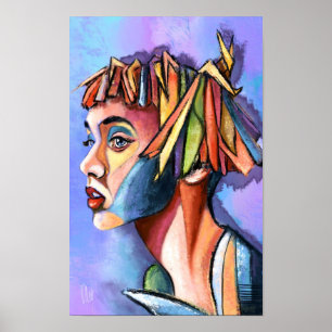 Póster de arte de dama del cubismo