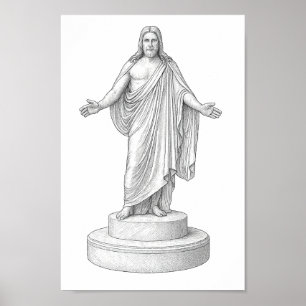 Poster de Arte de Dibujo de Línea Christus