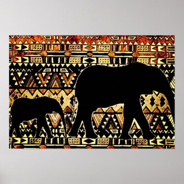 Poster de arte de elefantes tribales africanos (Frente)