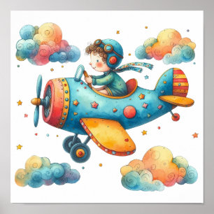 Poster de arte de enfermería avión de hélice para