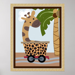 Poster de arte de enfermería de Safari Train Anima