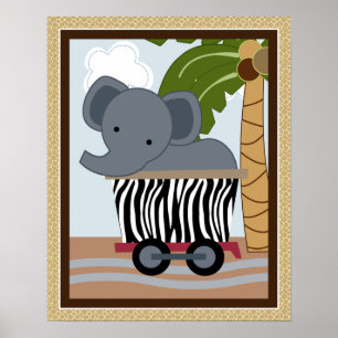 Poster de arte de enfermería de Safari Train Anima
