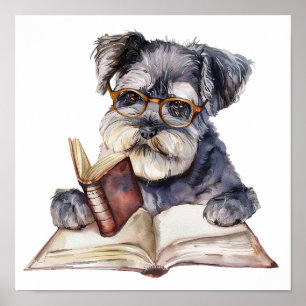 Poster de arte de enfermería leyendo con anteojos