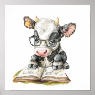 Poster de arte de enfermería leyendo con anteojos