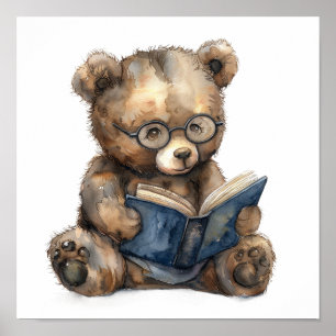 Poster de arte de enfermería leyendo con anteojos