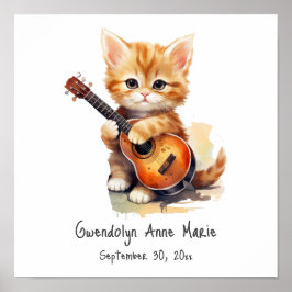Poster de arte de enfermería Tabby Gato con guitar